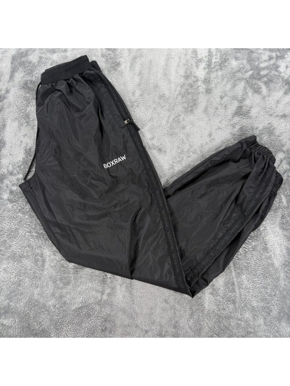 BOXRAW Men XL Black Boxing Track Pants Joggers Windbreaker Athletic